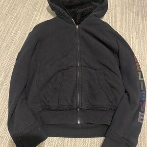 Butter Black Hoodie with Colorful Sleeve Detail